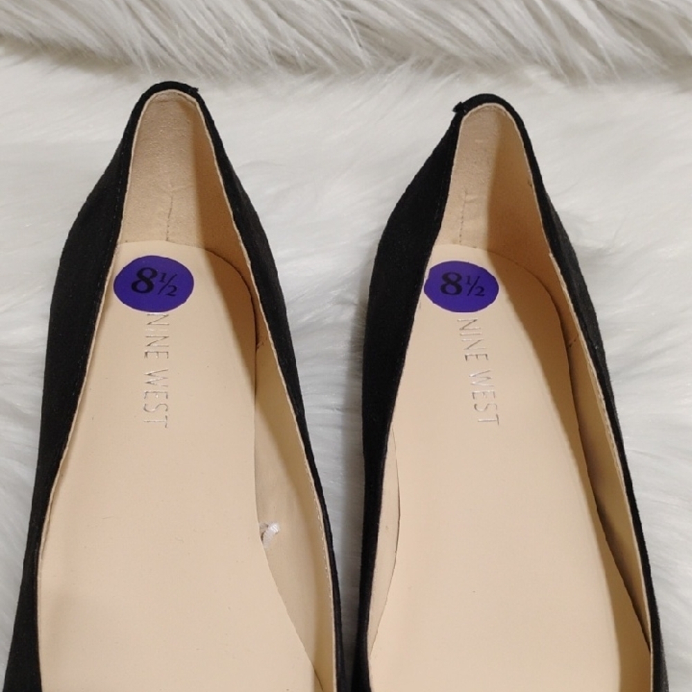 SALE! New Nine West Black Point Toe Embellished Flats Sleek Minimalist Design - Picture 6 of 16